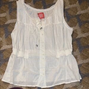 Free People White Button-Down Blouse size 6